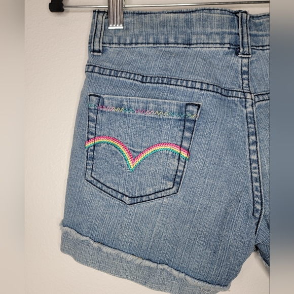 Levis Kids Girls  Size 12 XL 9 -10 Year  Embroidery Light Blue  Short Pants - Picture 5 of 8
